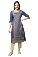 Aurelia Navy Blue Printed Kurta Set (Size: L)-23Feas14280-502655