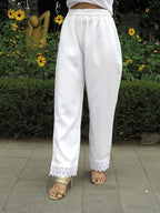 Varanga Women Lace Detailed Regular Palazzo White