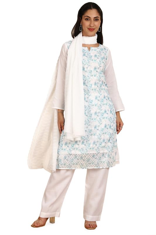 Soch Women Cotton Embroidered Unstitch Dress Material with Schiffli