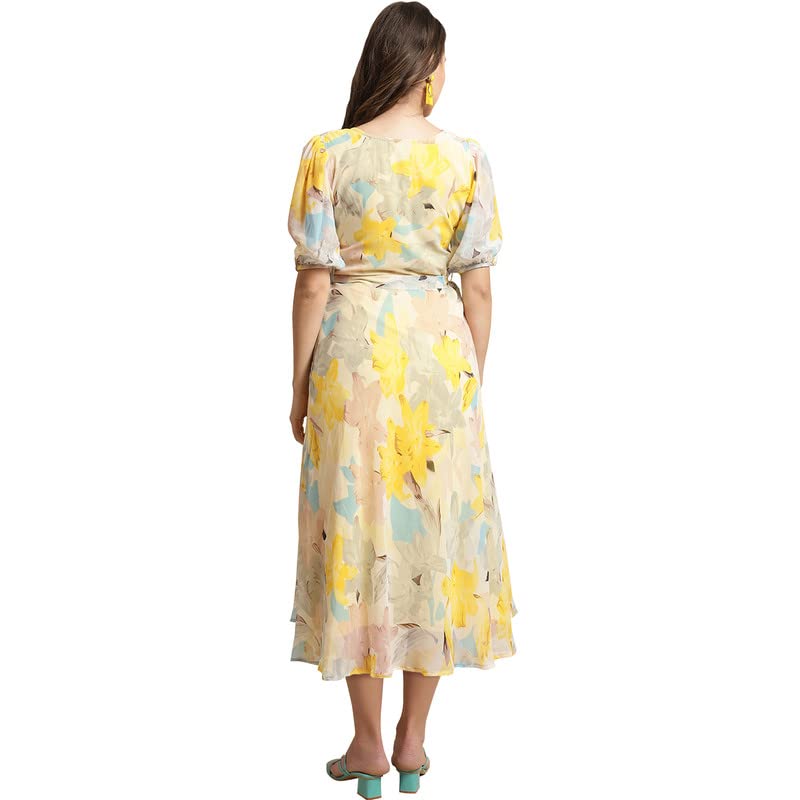 Preneum WomenS Maxi Fit & Flare Print Georgette Regular Sleeves Casual |Summer |Latest Style |Festival & Occasion Maxi Gown(Max