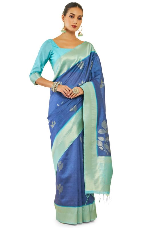 Soch Women Tussar Silk Saree with Zari Woven Foliage Designs