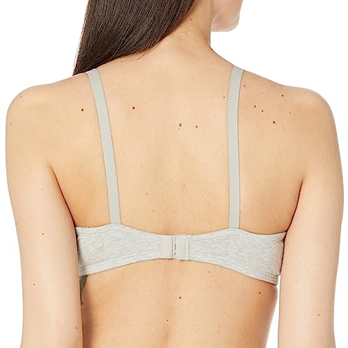 Fruit of the Loom Women's Smooth Cotton T-Shirt Bra-Ultra-Soft, Flexible, and Invisible Under Tees, Grey Heather/Blushing Rose,