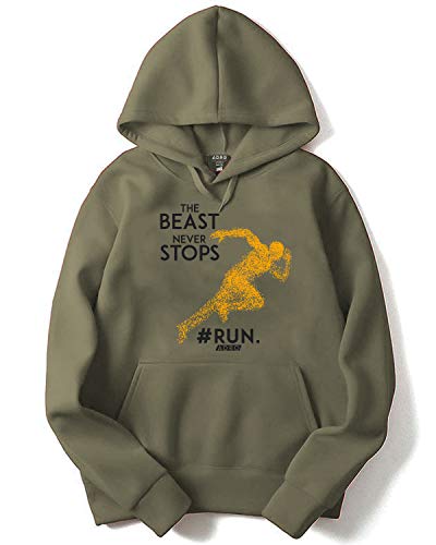 ADRO Men's Cotton Hooded Hoodie (H-B-STO-OL_Olive_XL)