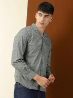Thomas Scott Mens 100% Cotton Printed Regular Fit Casual Shirt - Green