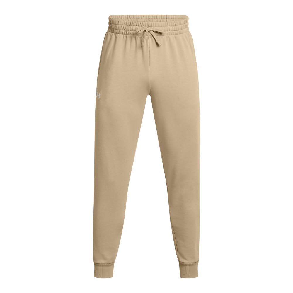 Under Armour Men's Rival Fleece Joggers, (299) City Khaki / / White, Medium
