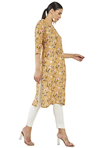 Soch Women Yellow Crepe Printed Kurta