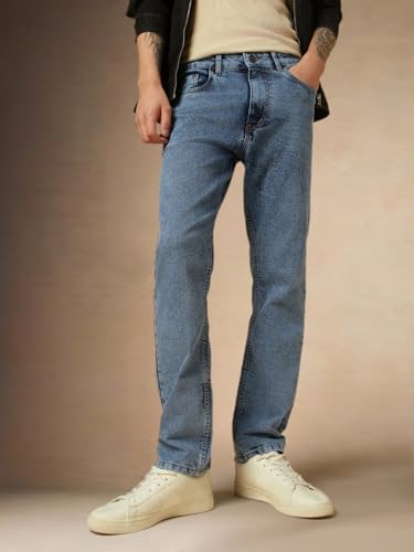 Dennis Lingo Men Blue Washed Straight Fit Mid Rise Jeans