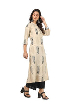 Soch Womens Beige Cotton Flex Botanical Print Kurta