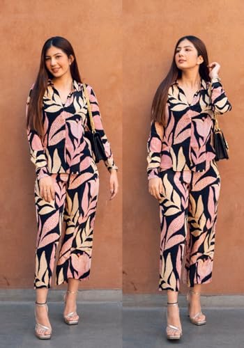 ANNI DESIGNER Womens Cotton Blend Printed Ethnic Co-ord Set (Badima Black_L_Black_Large)
