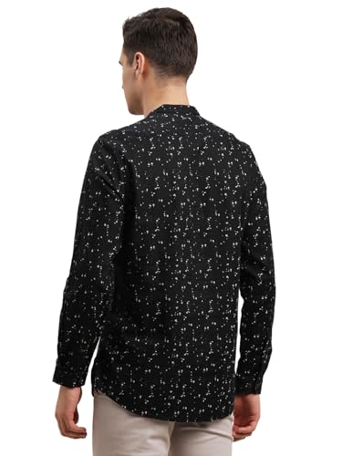Turtle Men 100% Cotton Printed Kurta Black Casual Shirt