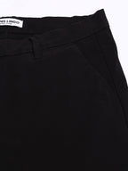 Dennis Lingo Mens Cotton Solid Casual Trousers, Tapered Fit, Mid Rise, Stretchable Ankle Length Chino Trousers Black