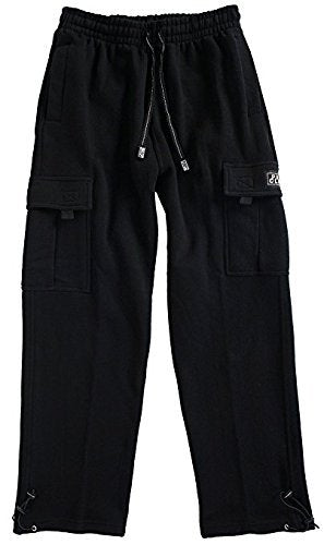 Pro Club Men's Heavyweight Fleece Cargo Pants, Large, Black