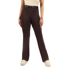 BlissClub AM:PM Air Flare Trousers Cotton for Women Above 55 ft Tall | Bootcut Trousers and Formal Pants for Women Office wear 
