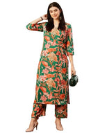 ANNI DESIGNER Womens Cotton Blend Straight Printed Kurta with Palazzo (Chinki Green-NW_L_Green_Large)