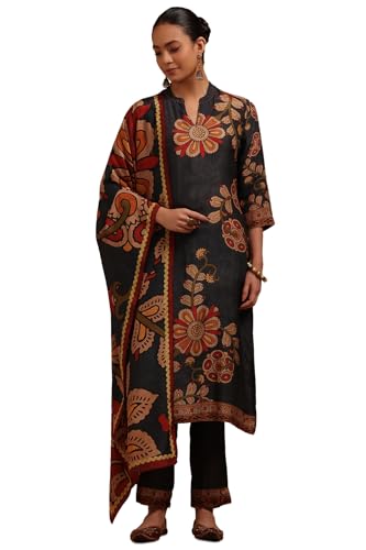 Soch Women Muslin Kalamkari Print Suit Set with Beads and with Stones
