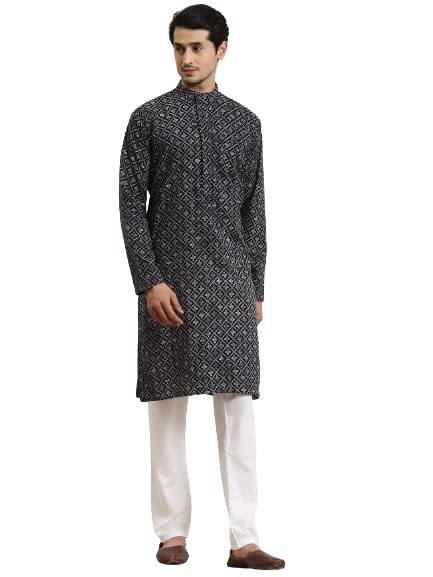 SOJANYA (Since 1958 Mens Cotton Black & Grey Printed Only Long Kurta