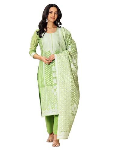 Libas Womens Woven Design Silk Blend Straight Kurta With Palazzos And Dupatta