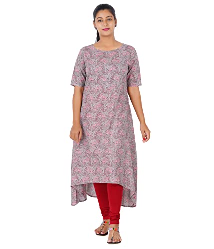 Shodox Women Cotton Pleated Straight Cut Kurta (Pack Of 1) Grey