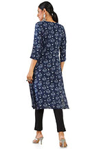 Soch Women Dark Blue Rayon Printed Kurta