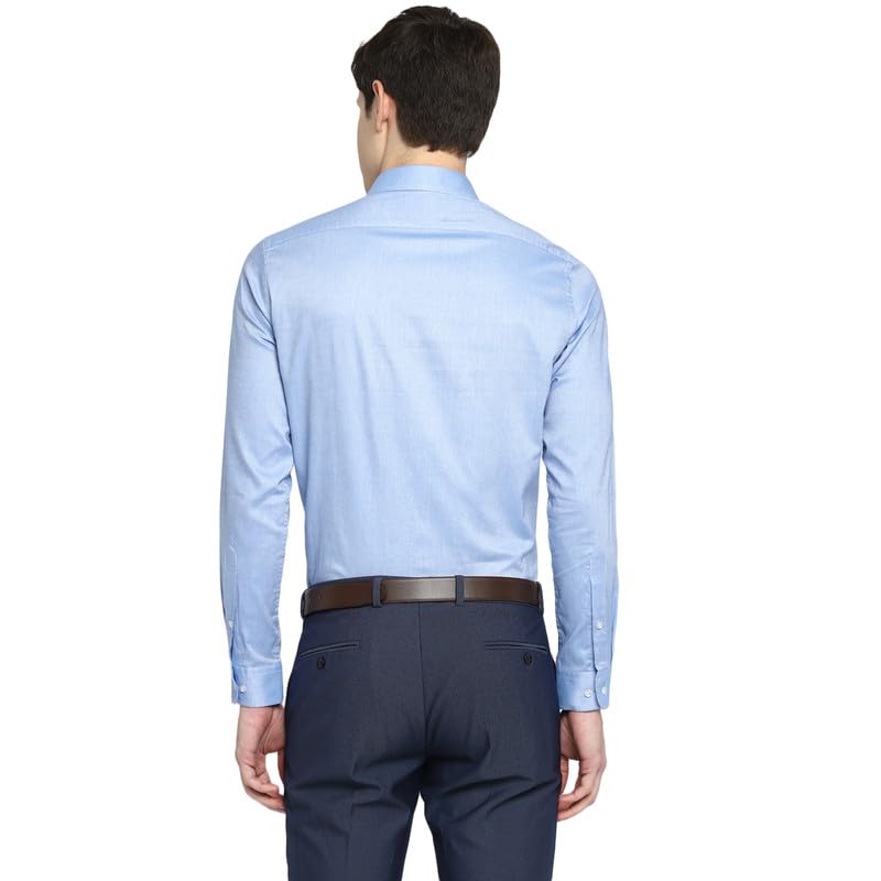 Turtle Men Cotton Solid Slim Fit Formal Shirts Blue