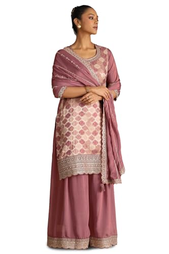 Soch Women Viscose Blend Ethnic Motifs Suit Set with Zari