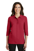 Port Authority Ladies Silk Touch 3/4-Sleeve Polo XL Red