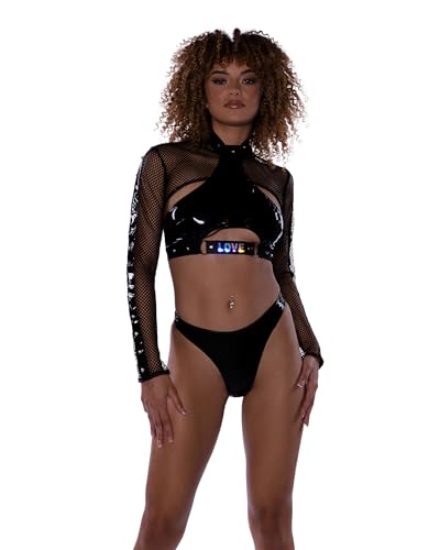 6502 - Pride Cropped Vinyl Halter Neck Top