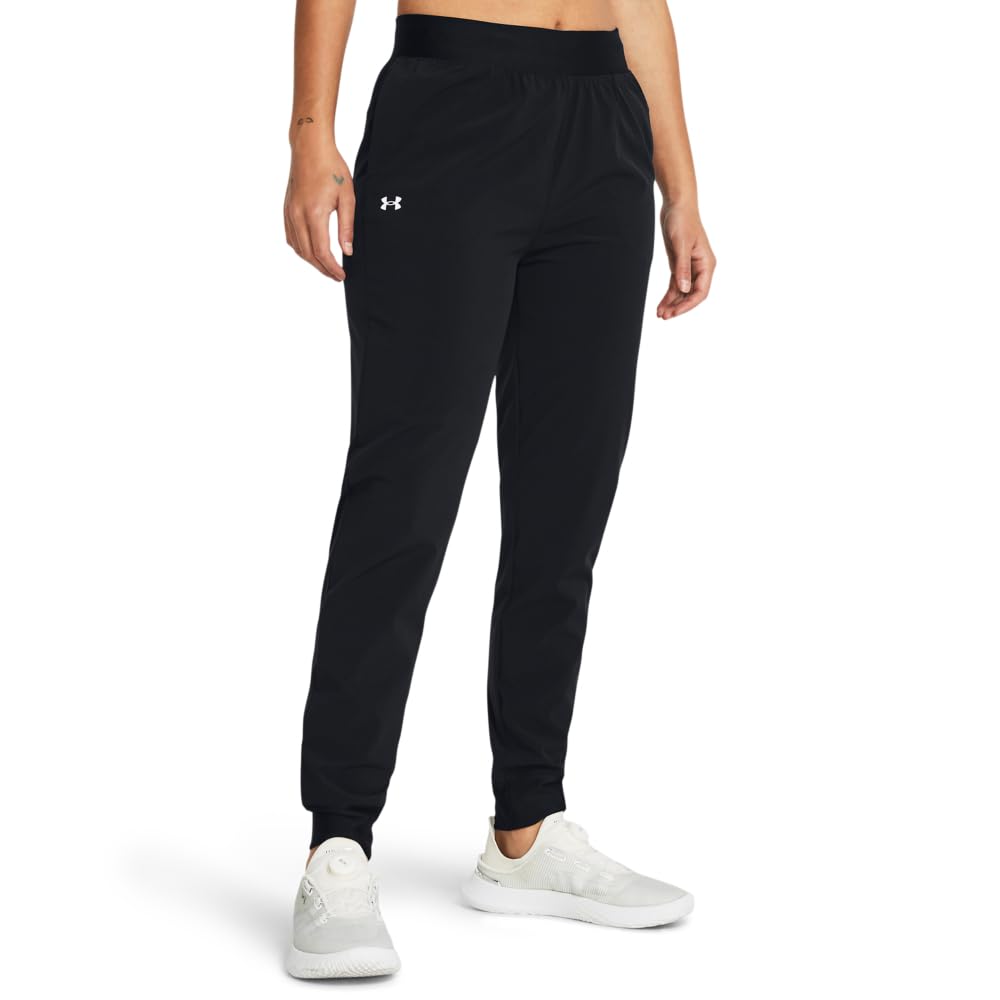 Under Armour Womens Armoursport Woven Pants, (001) Black / / White, Small Tall