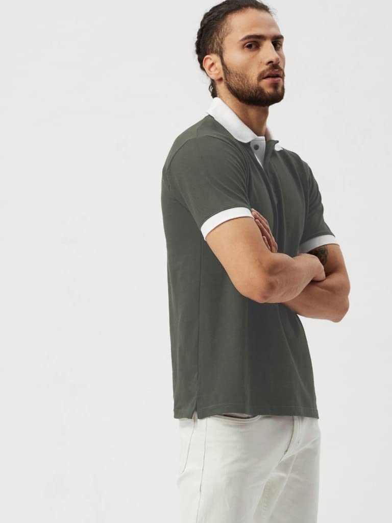 OM SAI LATEST CREATION Mens Polo-Neck Half Sleeves Casual T-Shirt for Men || Varsity Inspired Ragular Wear Classic T-Shirt || M