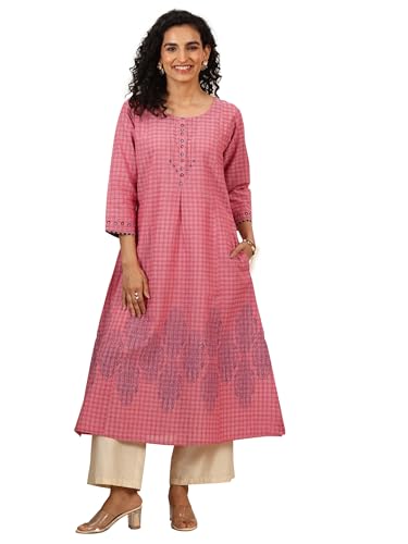 Libas WomenS Cotton Blend Woven Design Straight Kurtas (98217Oc Coral