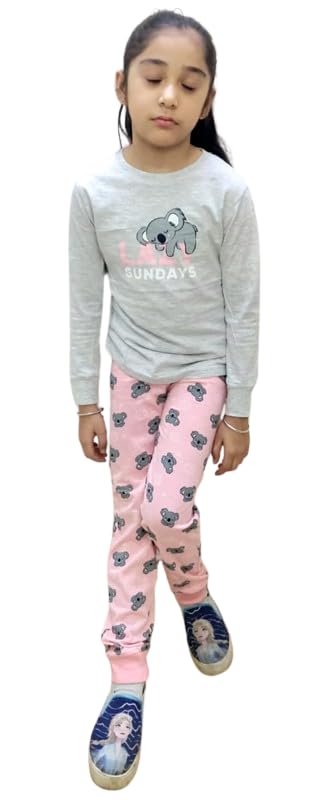 Kids Nightwear, Comfortable Sleepwear (EGray and Pink(Lazy Sunday), 67 Years(122/128)) 6-7122-128