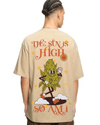 Bewakoof Men Graphic Print Oversized Fit Half Sleeve Round Neck Cotton T-Shirt_659845_Brown_L