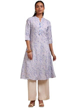 Soch Women Linen Geometric Print Kurta with Tassels