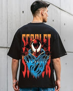 Bewakoof Official Marvel Merchandise Scarlet Spider Mens Graphic Print Oversized Fit Half Sleeve Round Neck Cotton T-Shirt_6483