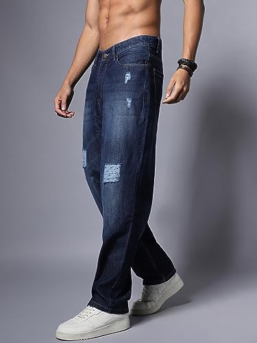 High Star MenS Wide Leg Fit Stretchable Jeans