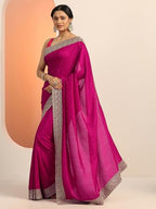 Libas Womens Embellished Silk Blend Saree With Blouse Piece