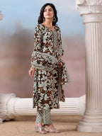 Varanga floral printed Kurta with mirror detailing paired with printed trouser and dupatta.