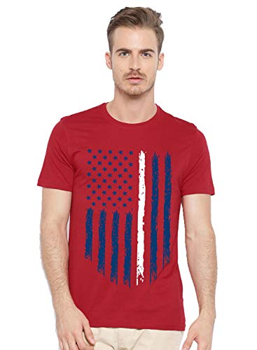 ADRO Men's Regular Fit T-Shirt (RNR-M-USA-RD_Red_XL)