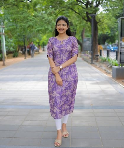 ANNI DESIGNER Womens Viscose Chanderi Floral Straight Kurta (Godavari-CLRS_Blue_Large)