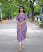 ANNI DESIGNER Womens Viscose Chanderi Floral Straight Kurta (Godavari-CLRS_Blue_Large)