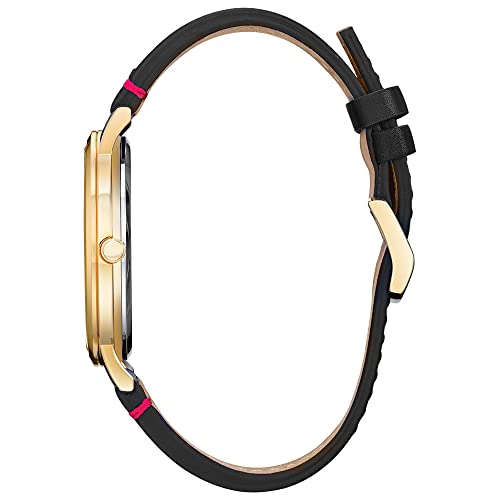 Citizen Eco-Drive Men's Marvel Tony Stark Gold Tone Stainless Steel Watch with Black Leather Strap, Arc Reactor, Luminous, 43mm