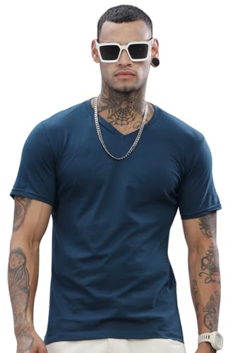 ADRO V-Neck T Shirt for Men, 100% Cotton Vneck Tshirt is Ideal for Casual wear, Workouts and Loungewear, Adding a Stylish Touch.