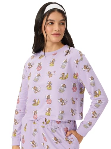 The Souled Store Official Tom and Jerry : Jerry Wants A Snack Short Sleeve Round Neck Slim Fit Cropped Tops for Women and Girls 
