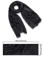 Boao Women Scarves Soft Long Satin Shawl Wrap Light Sheer Scarf for Wedding Party Accessory (Black)