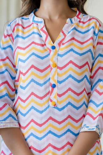 Lookmark Kurta Set: Sizzle With Ethnic Flair! Make Heads Turn With Our Vibrant Cotton Blend Printed Kurti Pant Sets! (Az-Lm-P6-K