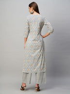 ANNI DESIGNER Womens Cotton Blend Straight Printed Kurta with Pant (PAT 11 Blue_XXL_Blue_XX-Large)