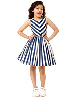 A.T.U.N. (ALL THINGS UBER NICE) Girls Casual Everyday Frock Dress Navy-White