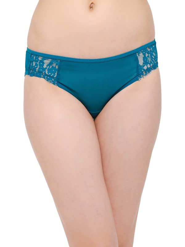 Clovia WomenS Lace Low Waist Bikini Panty With Lace Panels (Pn3487P36_Teal_S)