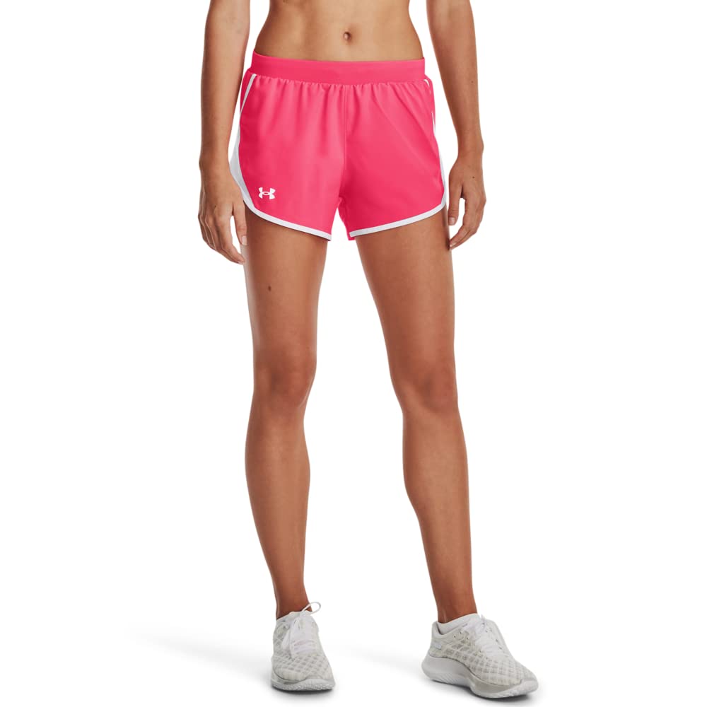 Under Armour Women's Fly by 2.0 Running Shorts, (683) Pink Shock/White/Reflective, Large