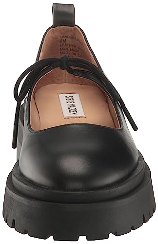 Steve Madden Women's Landon Mary Jane Flat, Black Leather, 9